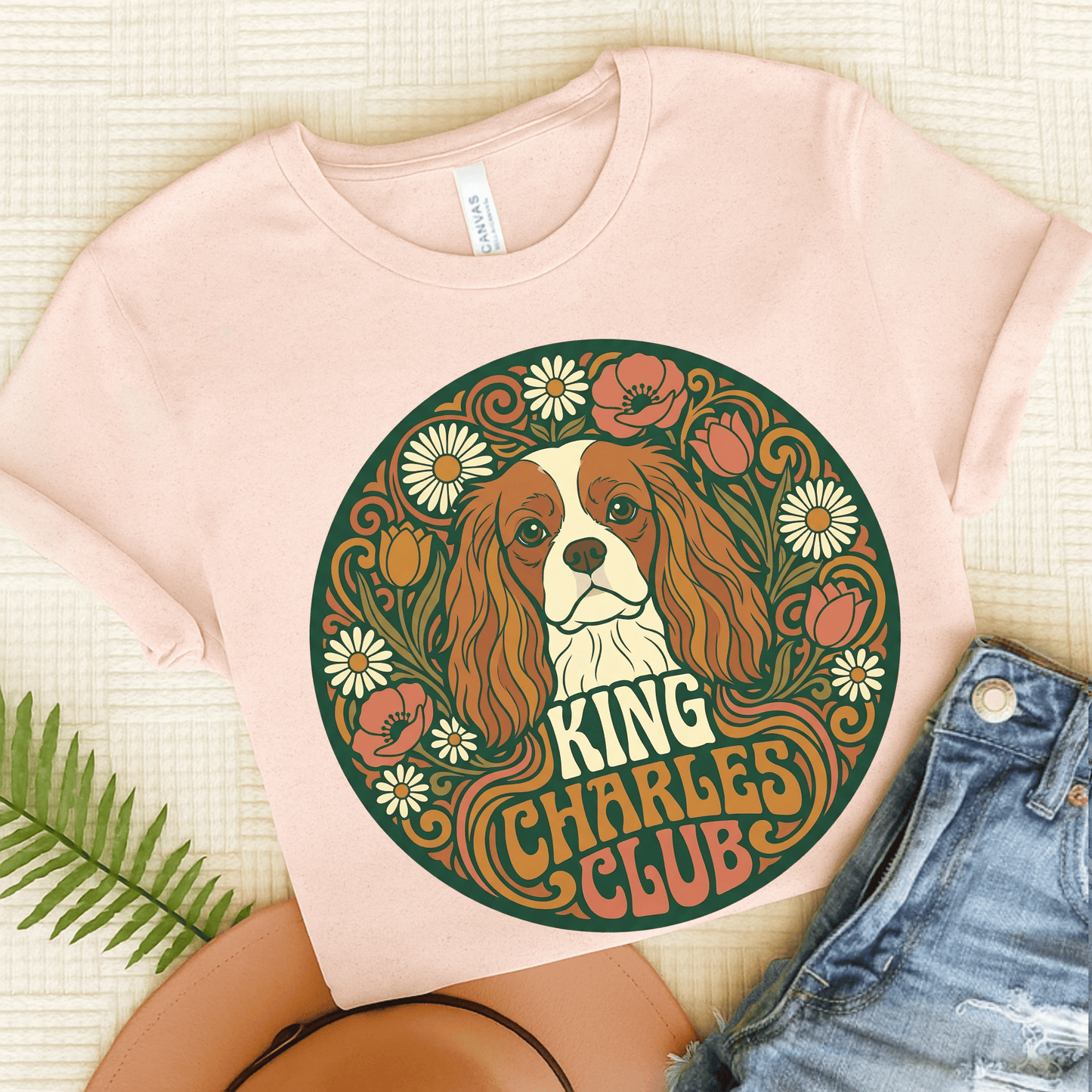 Personalized Cavalier Hippie Club Unisex Tshirt Soft Pink