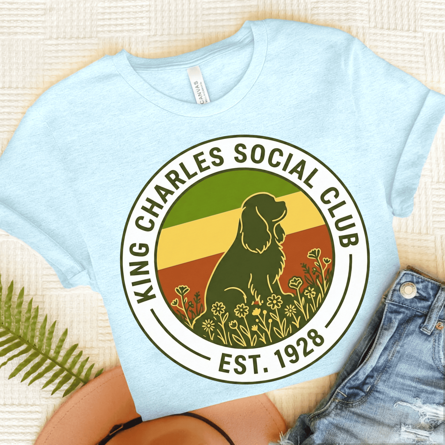 Personalized Cavalier Social Club Unisex Tshirt Heather Ice Blue