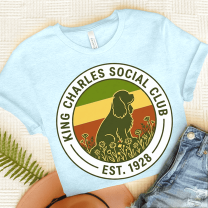 Personalized Cavalier Social Club Unisex Tshirt Heather Ice Blue