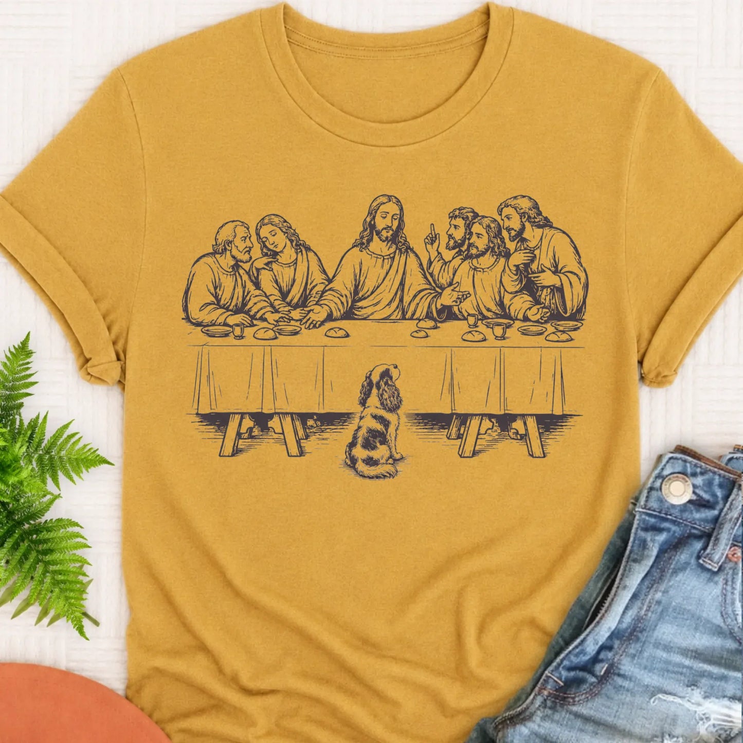 King Charles Last Supper Unisex Tshirt Mustard