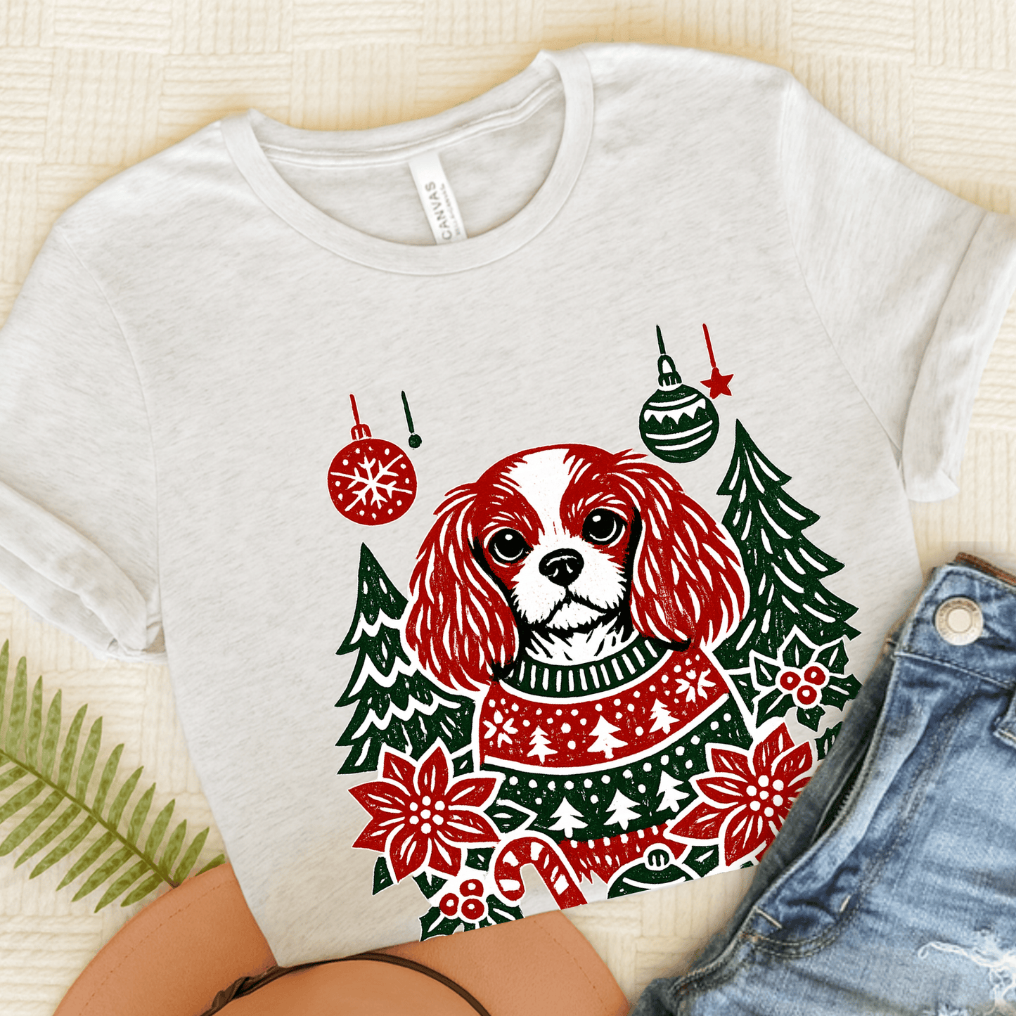 Personalized Cavalier Christmas Unisex TShirt Ash