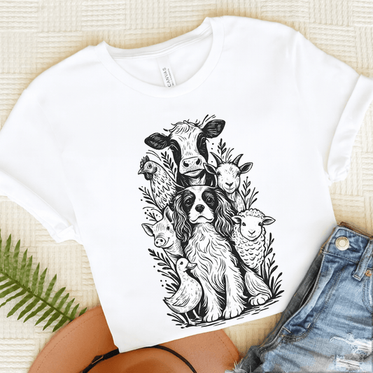 Cavalier Farm Animals Unisex TShirt White