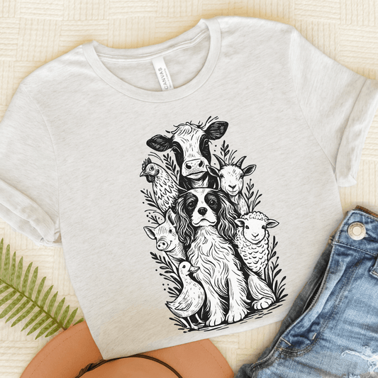 Cavalier Farm Animals Unisex TShirt Ash