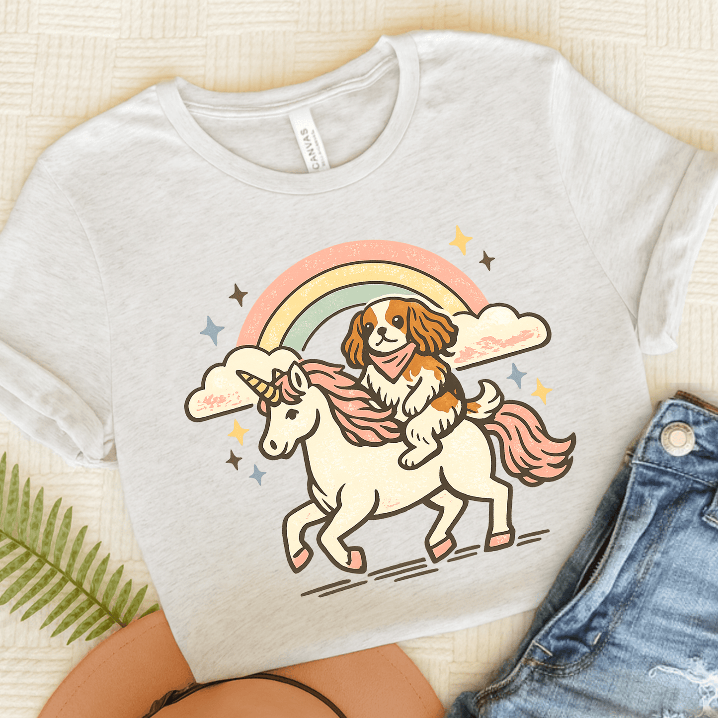 Personalized King Charles Unicorn Unisex TShirt Ash