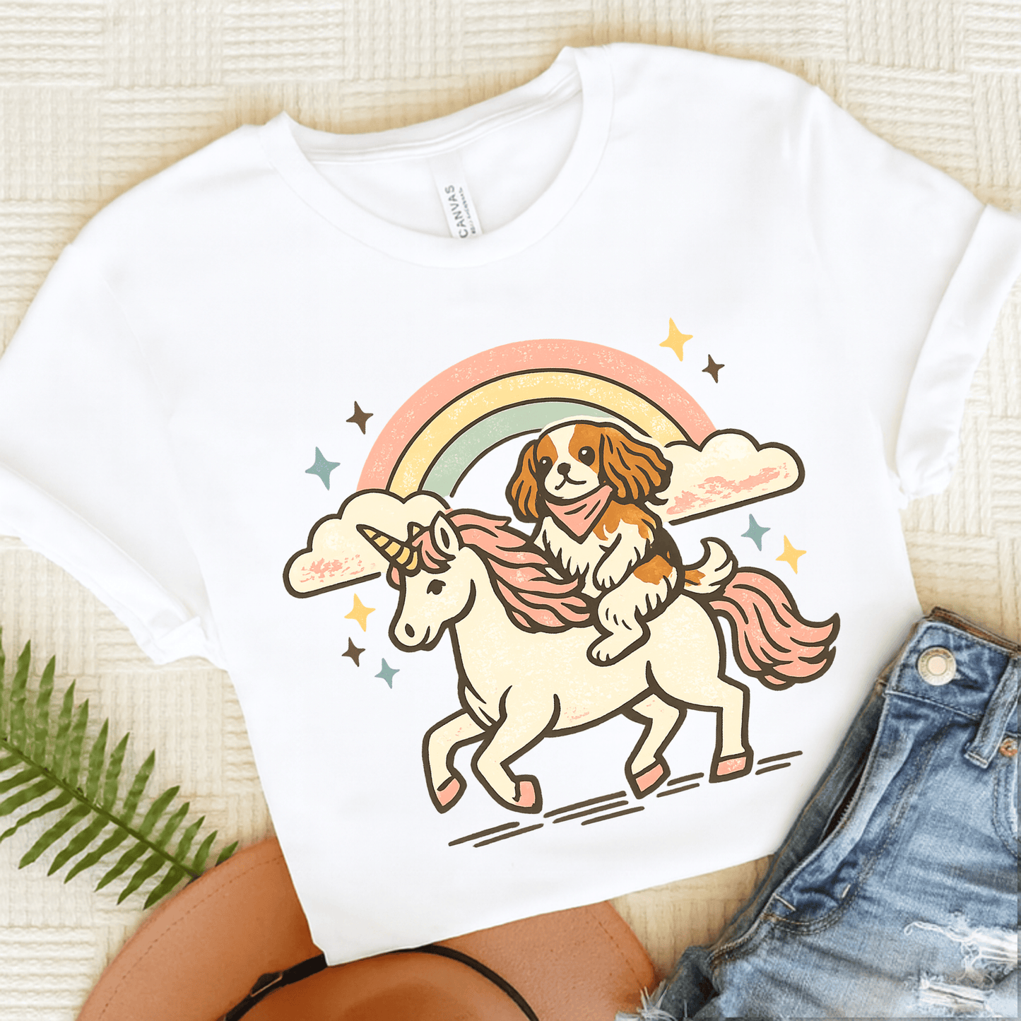 Personalized King Charles Unicorn Unisex TShirt White