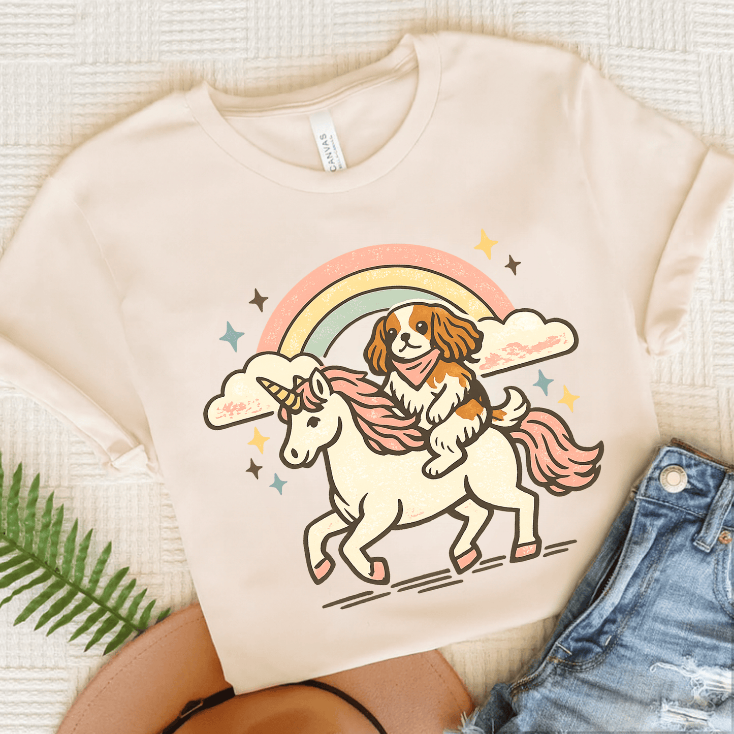 Personalized King Charles Unicorn Unisex TShirt Natural