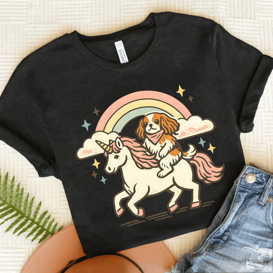 Personalized King Charles Unicorn Unisex TShirt Dark Grey Heather