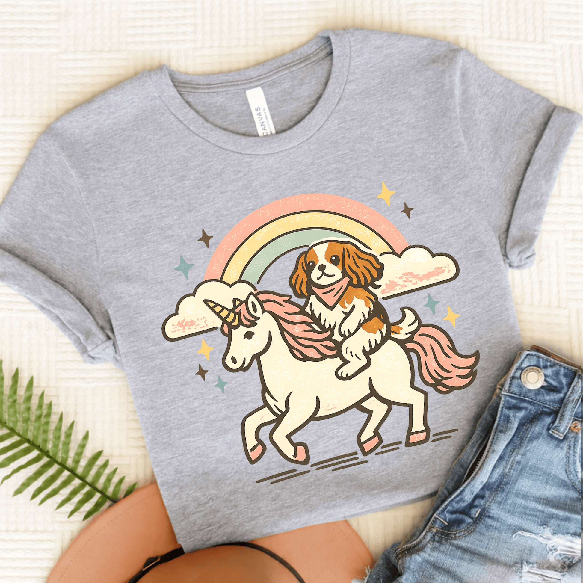 Personalized King Charles Unicorn Unisex TShirt Athletic Heather