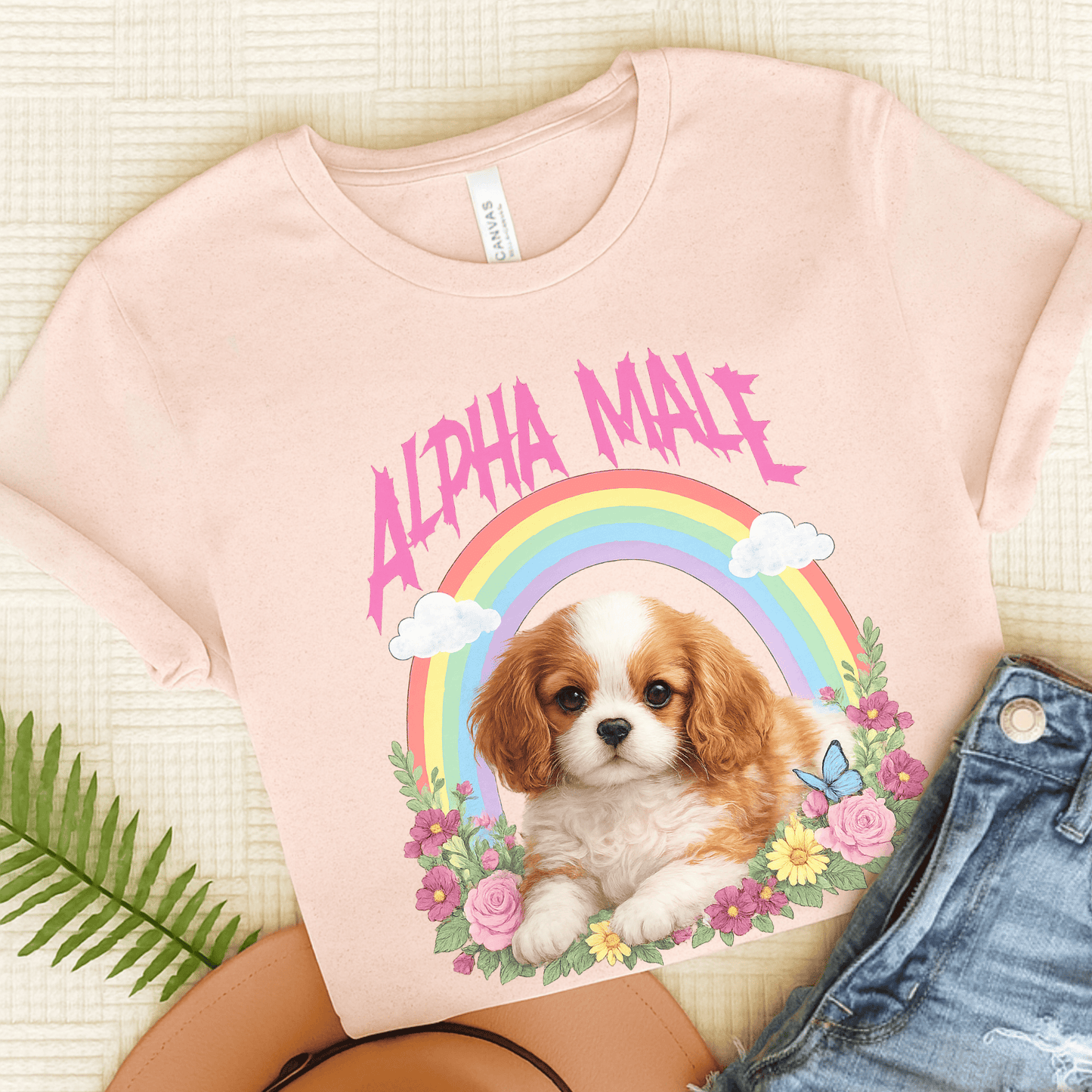 Personalized Cavalier Alpha Male Unisex TShirt Soft Pink