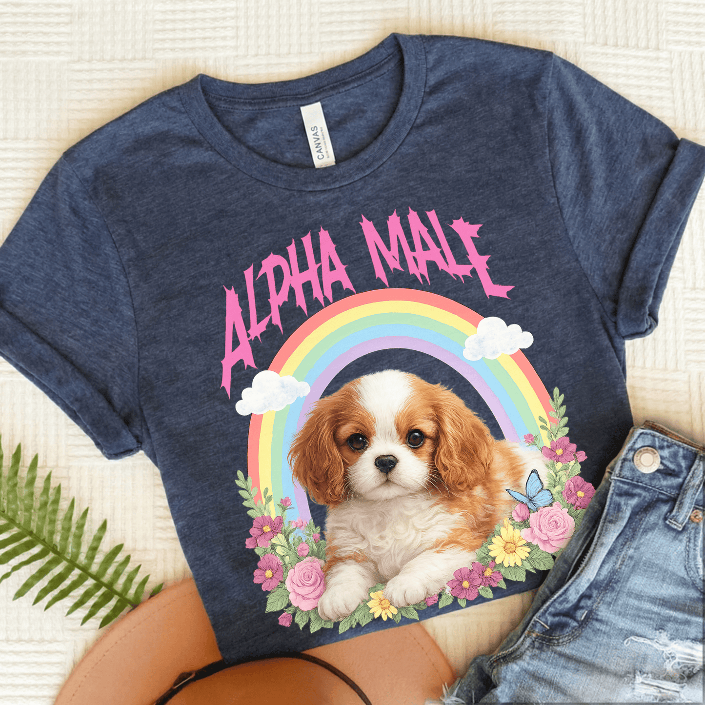 Personalized Cavalier Alpha Male Unisex TShirt Heather Navy