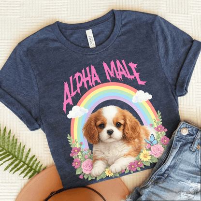 Personalized Cavalier Alpha Male Unisex TShirt Heather Navy