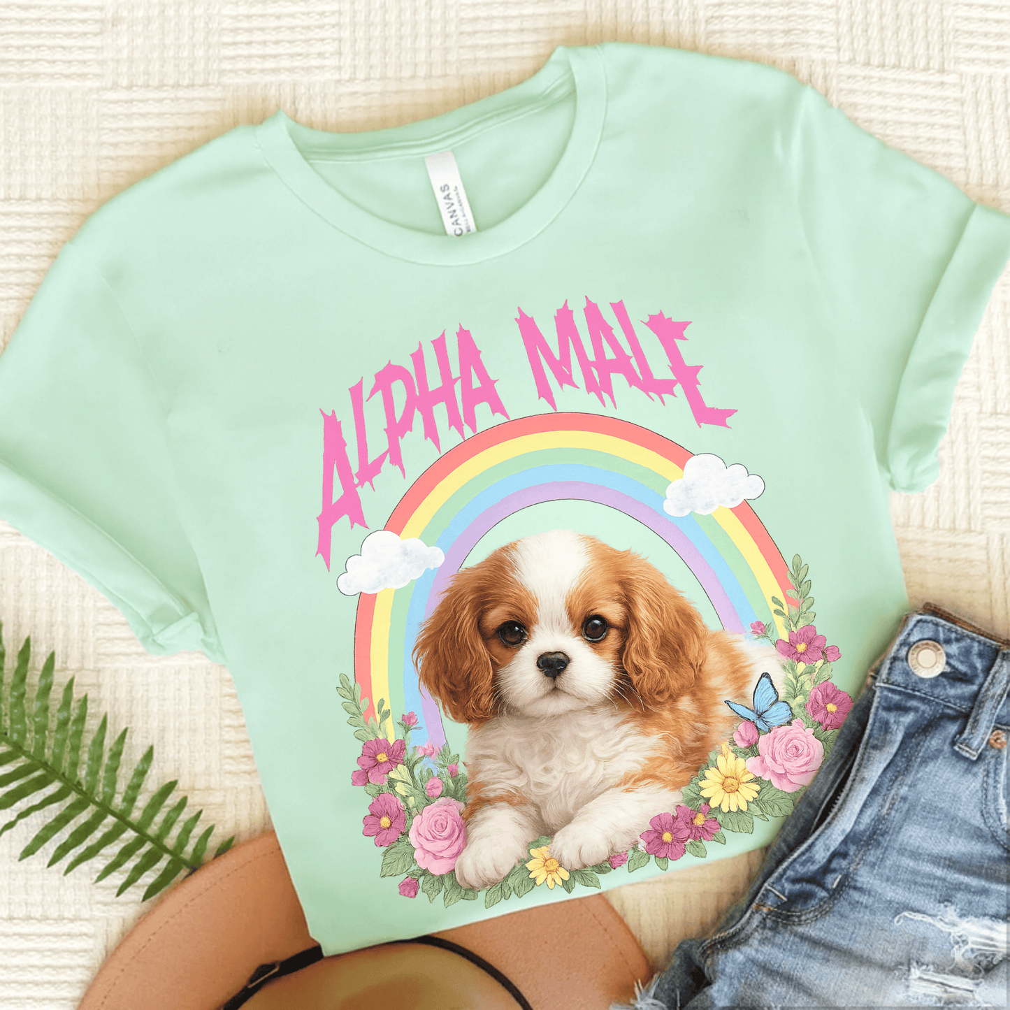 Personalized Cavalier Alpha Male Unisex TShirt Heather Mint