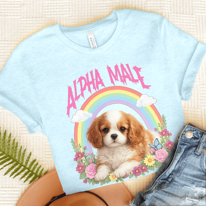 Personalized Cavalier Alpha Male Unisex TShirt Heather Ice Blue
