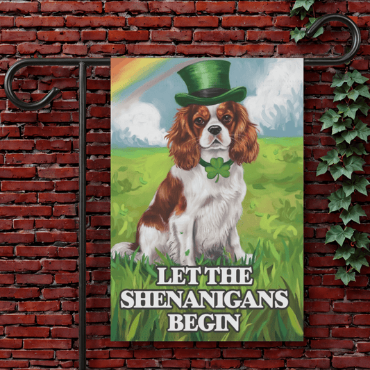 Printify Garden Flag 12'' × 18'' King Charles Spaniel Saint Patricks Day Garden Flag