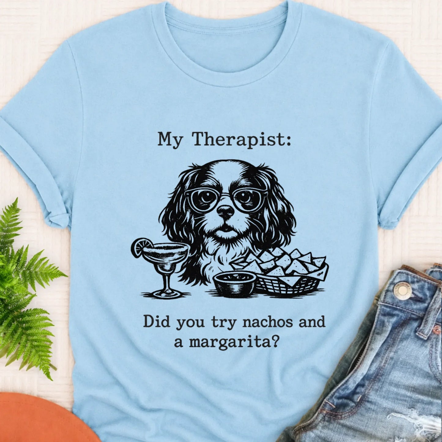 T-Shirt Chambray / S King Charles Therapist Nachos Unisex TShirt