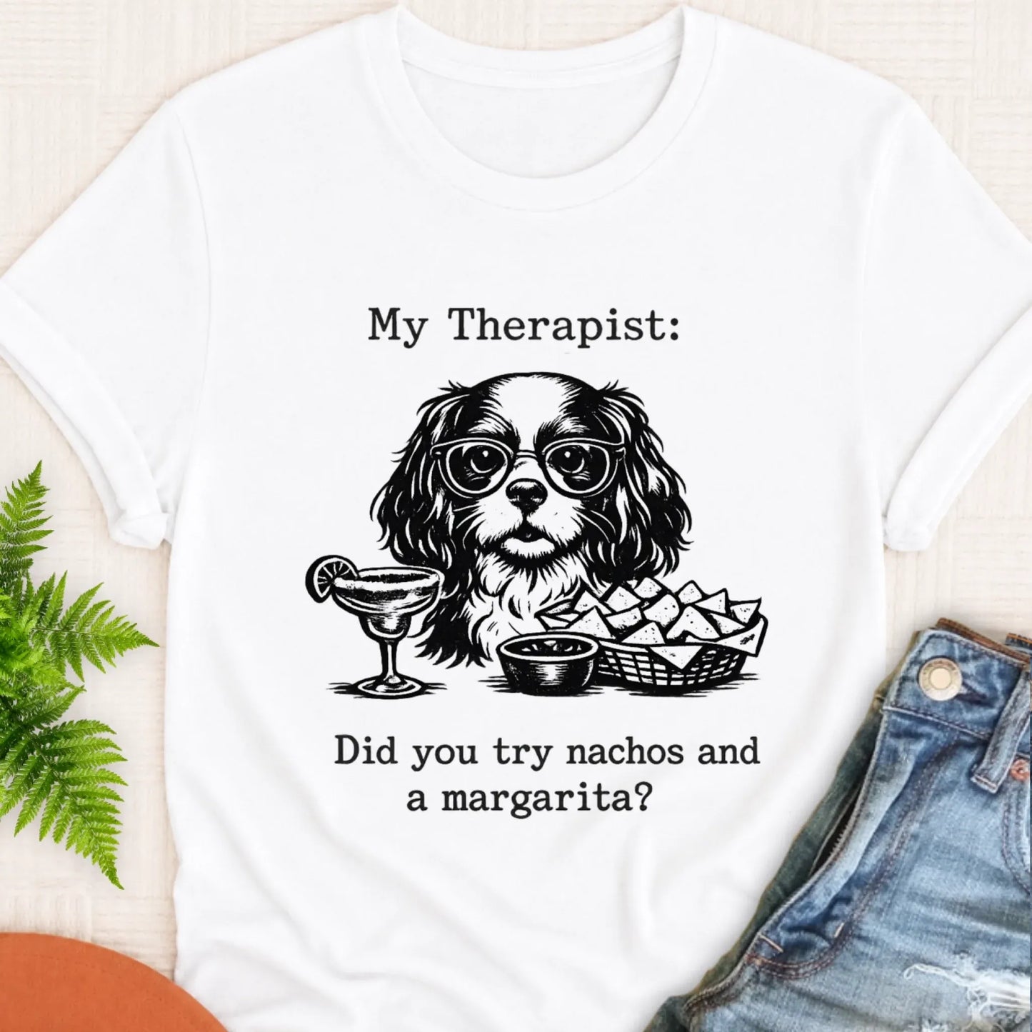 T-Shirt White / S King Charles Therapist Nachos Unisex TShirt