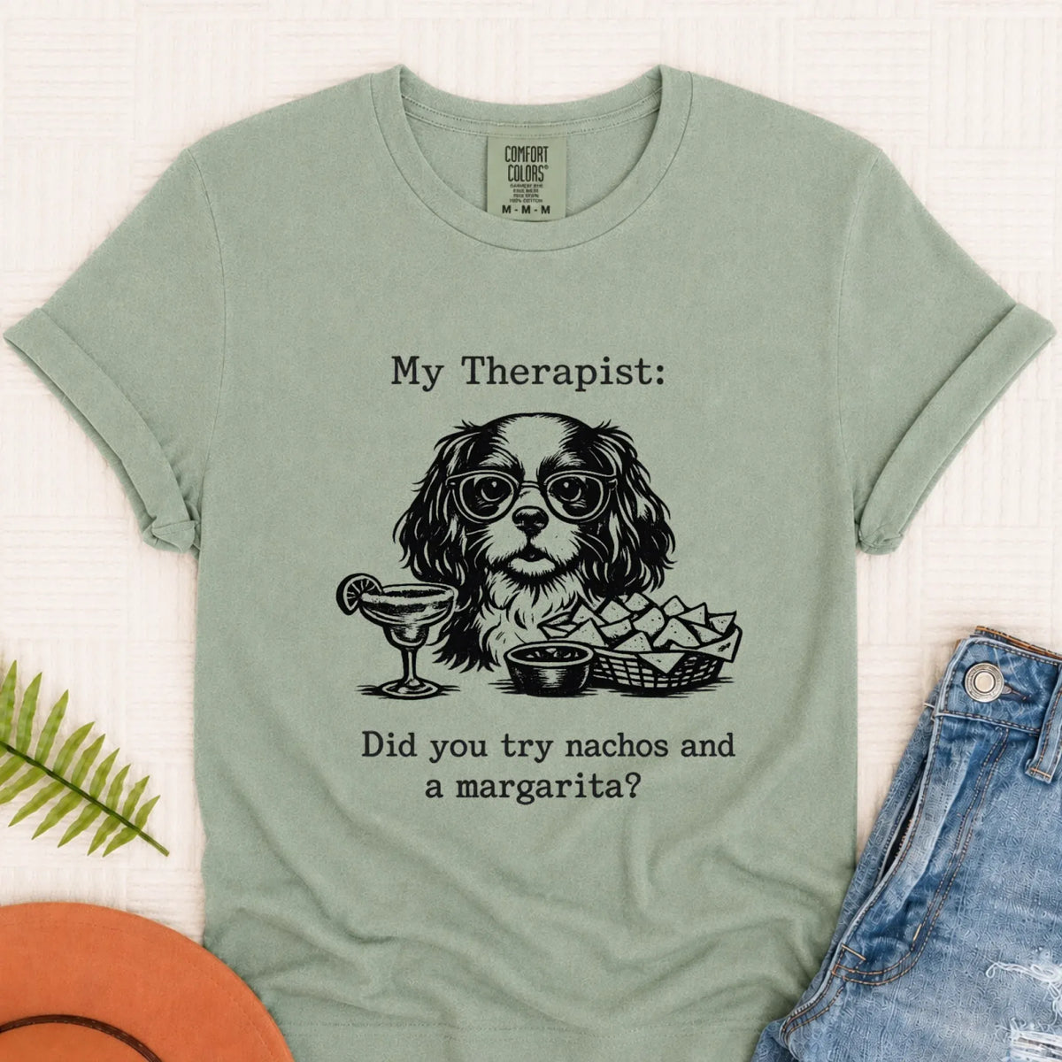 King Charles Therapist Nachos Unisex TShirt Bay