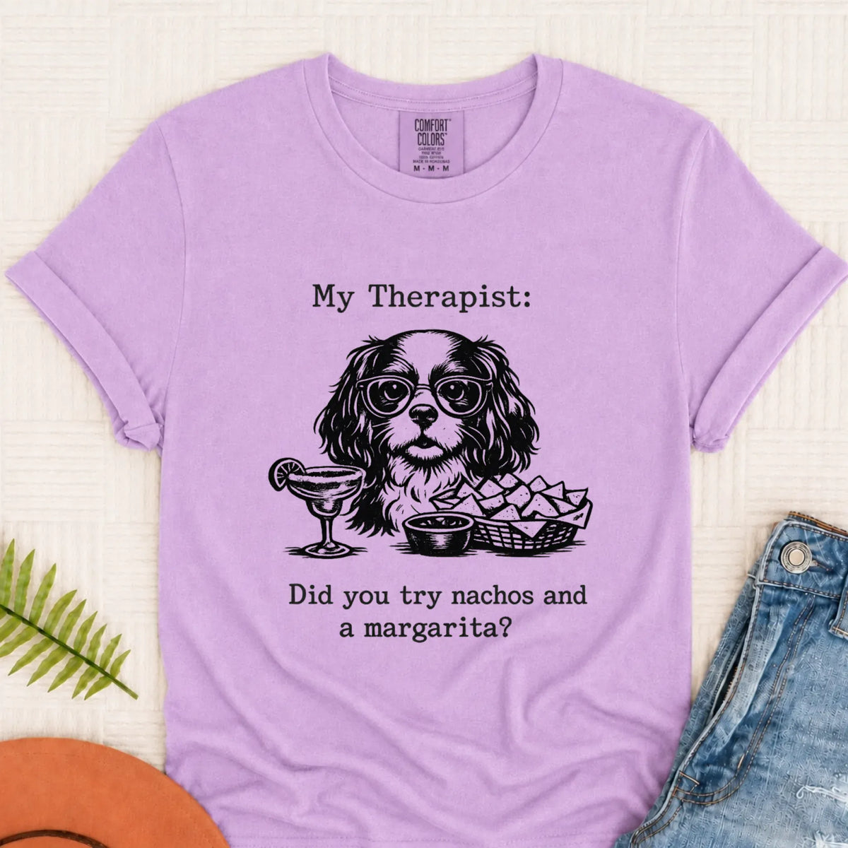 King Charles Therapist Nachos Unisex TShirt Orchid