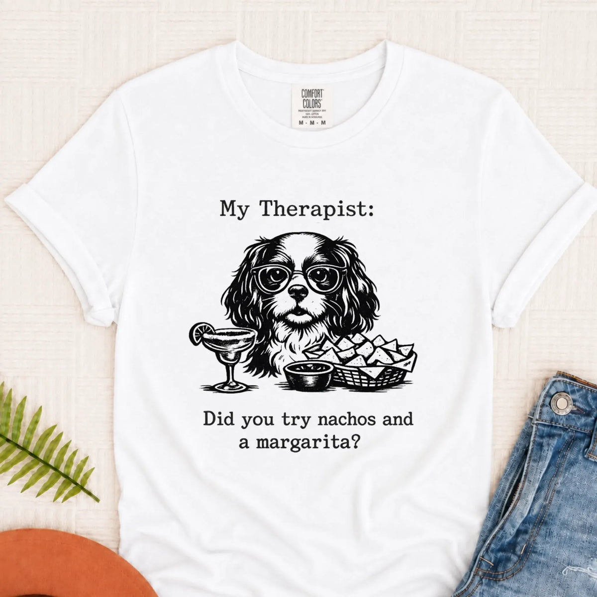 King Charles Therapist Nachos Unisex TShirt White