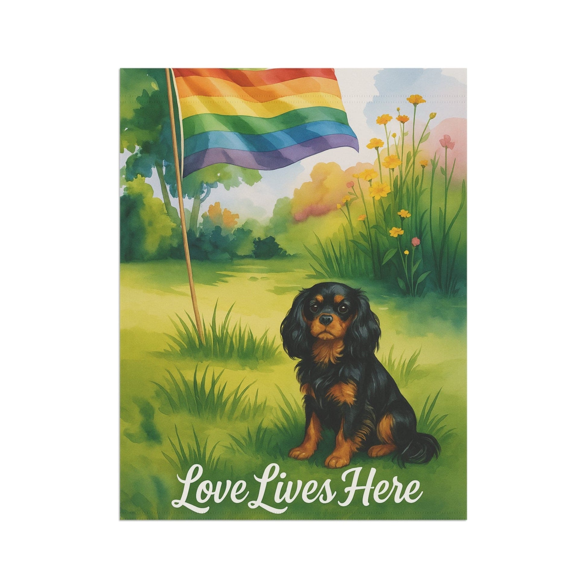 LGBTQ+ Black Tan Cavalier Garden Flag