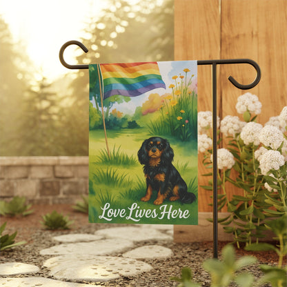 LGBTQ+ Black Tan Cavalier Garden Flag