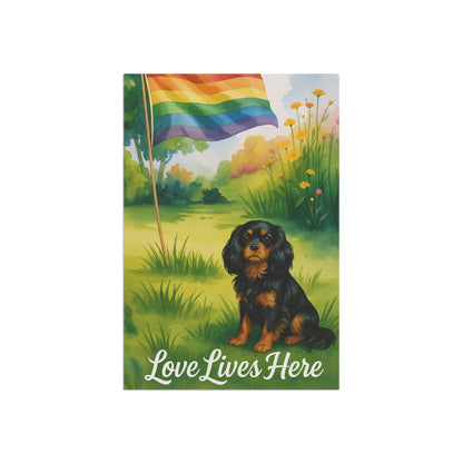 LGBTQ+ Black Tan Cavalier Garden Flag