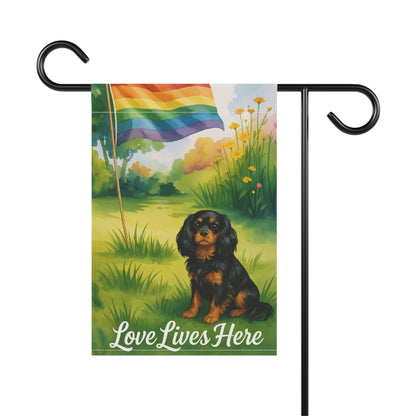 LGBTQ+ Black Tan Cavalier Garden Flag