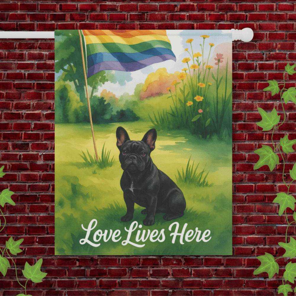 LGBTQ+ Pride Black French Bulldog Garden Flag 24.5'' × 32''