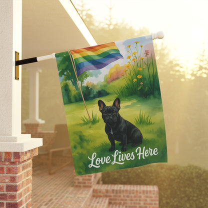 LGBTQ+ Pride Black French Bulldog Garden Flag