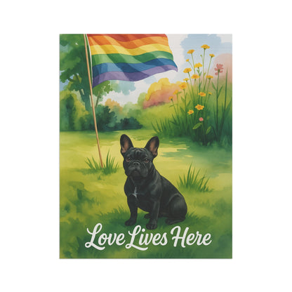 LGBTQ+ Pride Black French Bulldog Garden Flag