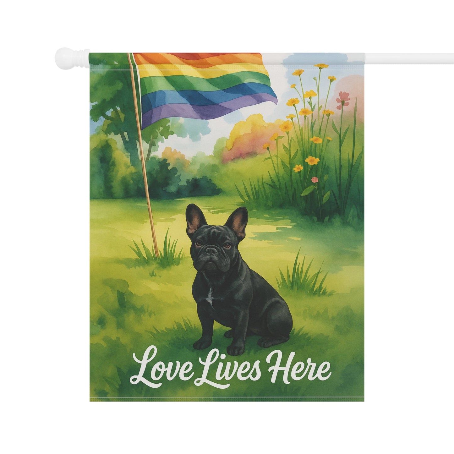LGBTQ+ Pride Black French Bulldog Garden Flag