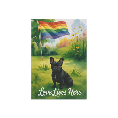 LGBTQ+ Pride Black French Bulldog Garden Flag