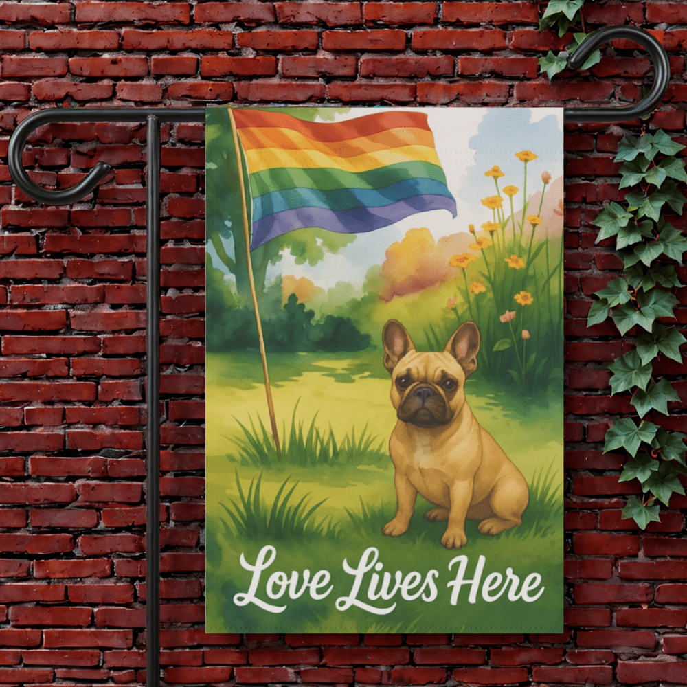 LGBTQ+ Pride Fawn French Bulldog Garden Flag 12'' × 18''