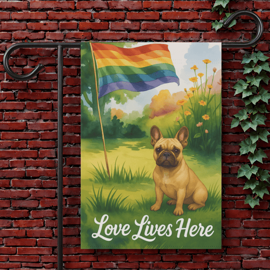LGBTQ+ Pride Fawn French Bulldog Garden Flag 12'' × 18''