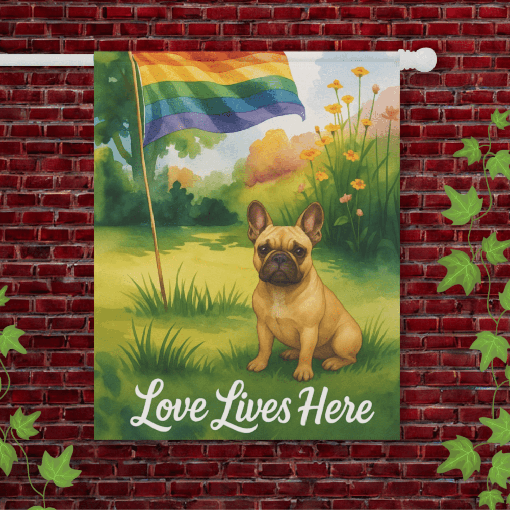 LGBTQ+ Pride Fawn French Bulldog Garden Flag 24.5'' × 32''