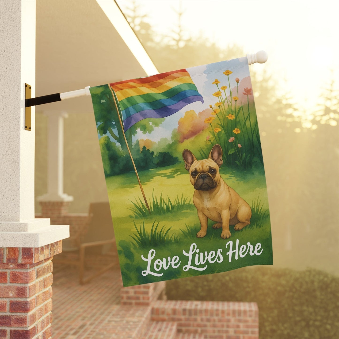 LGBTQ+ Pride Fawn French Bulldog Garden Flag