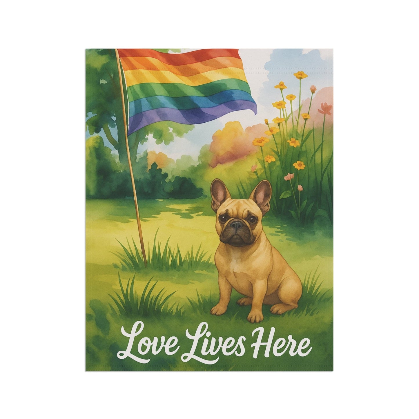 LGBTQ+ Pride Fawn French Bulldog Garden Flag