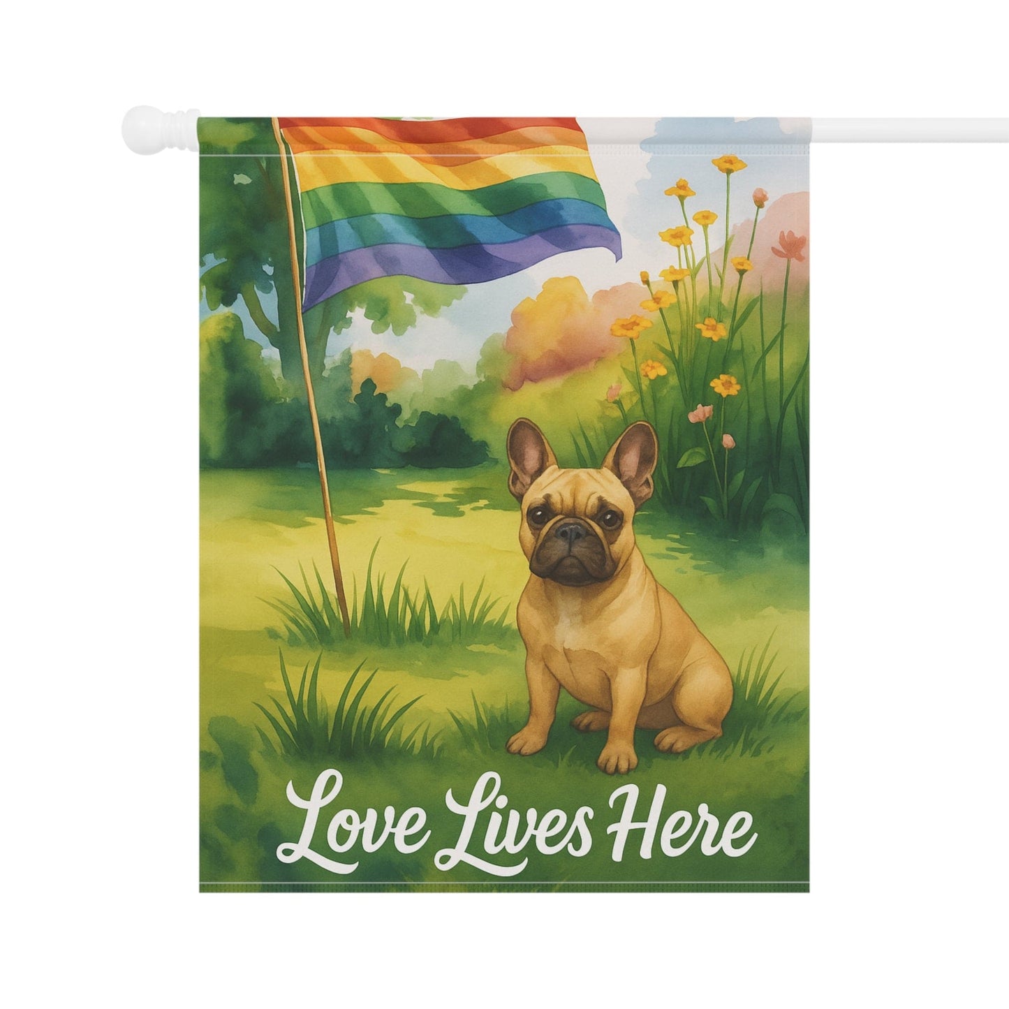LGBTQ+ Pride Fawn French Bulldog Garden Flag
