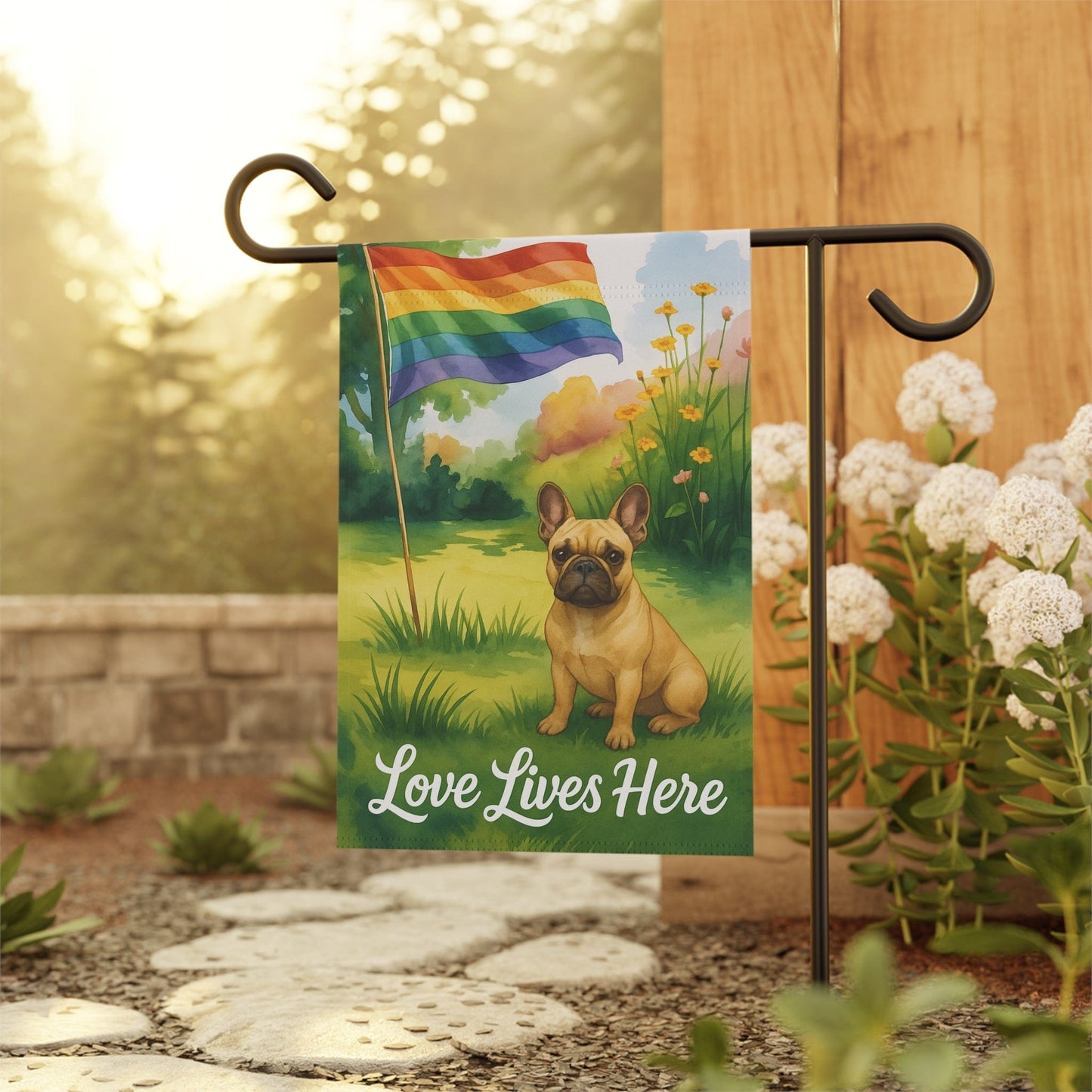 LGBTQ+ Pride Fawn French Bulldog Garden Flag