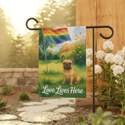 LGBTQ+ Pride Fawn French Bulldog Garden Flag