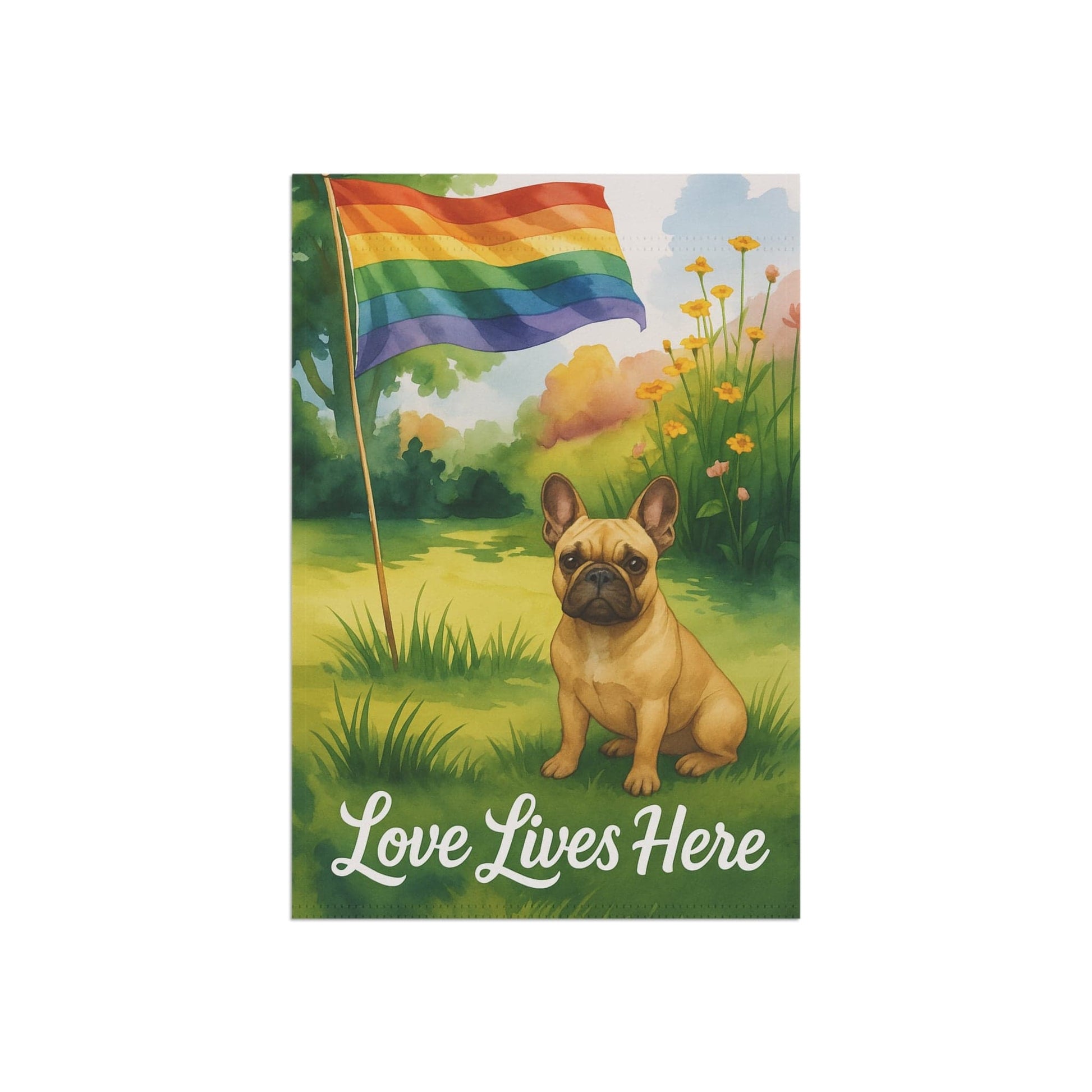 LGBTQ+ Pride Fawn French Bulldog Garden Flag