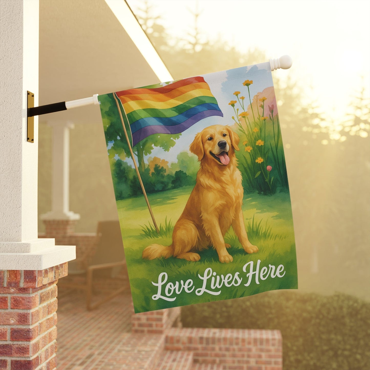LGBTQ+ Pride Golden Retriever Garden Flag
