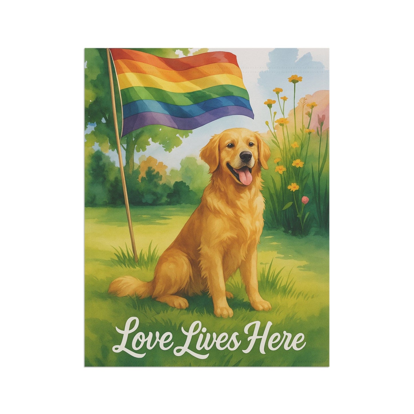 LGBTQ+ Pride Golden Retriever Garden Flag