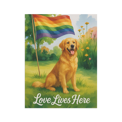 LGBTQ+ Pride Golden Retriever Garden Flag