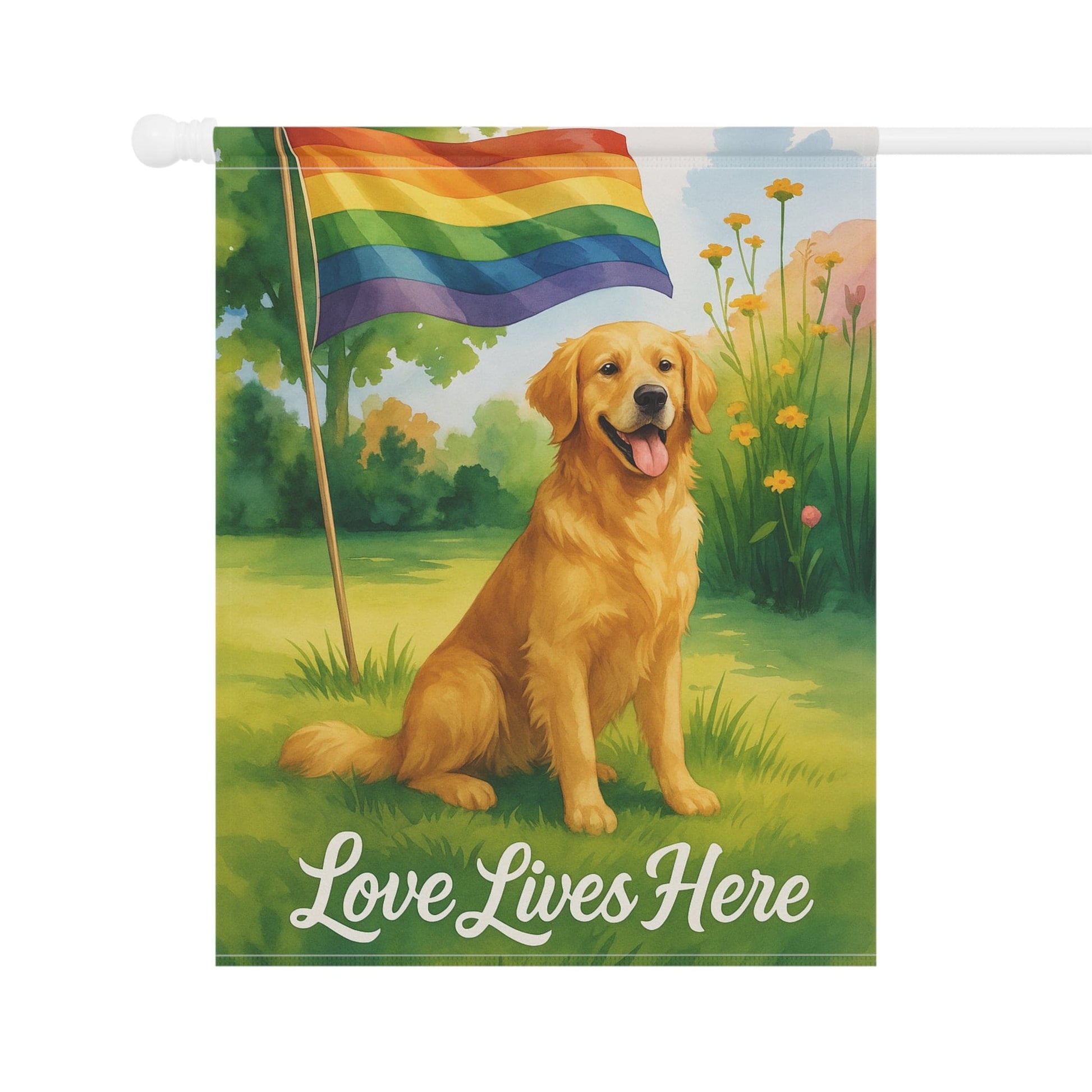 LGBTQ+ Pride Golden Retriever Garden Flag