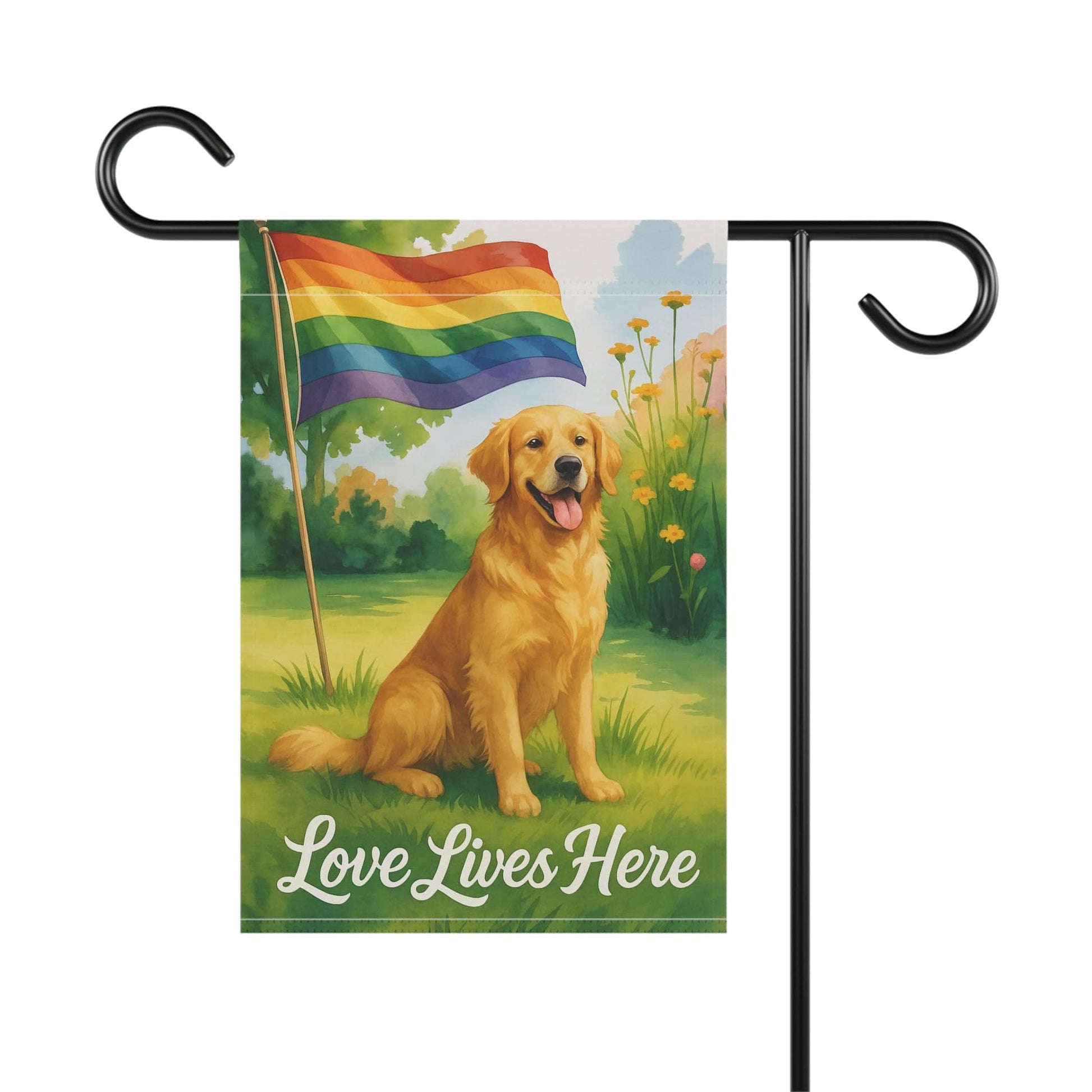 LGBTQ+ Pride Golden Retriever Garden Flag