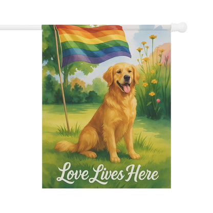 LGBTQ+ Pride Golden Retriever Garden Flag