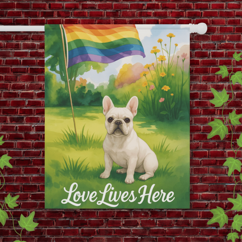 LGBTQ+ Pride White French Bulldog Garden Flag 24.5'' × 32''