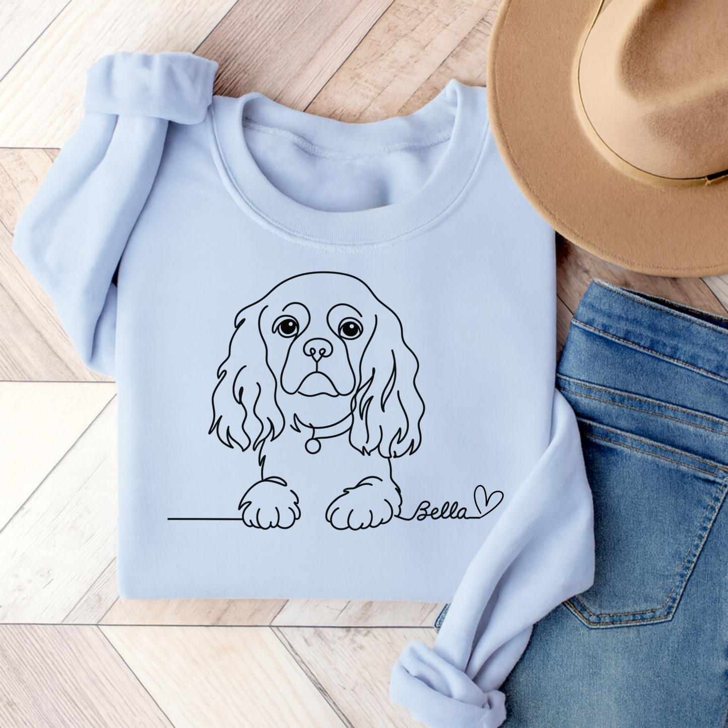 Single Line Name Cavalier Sweatshirt Light Blue