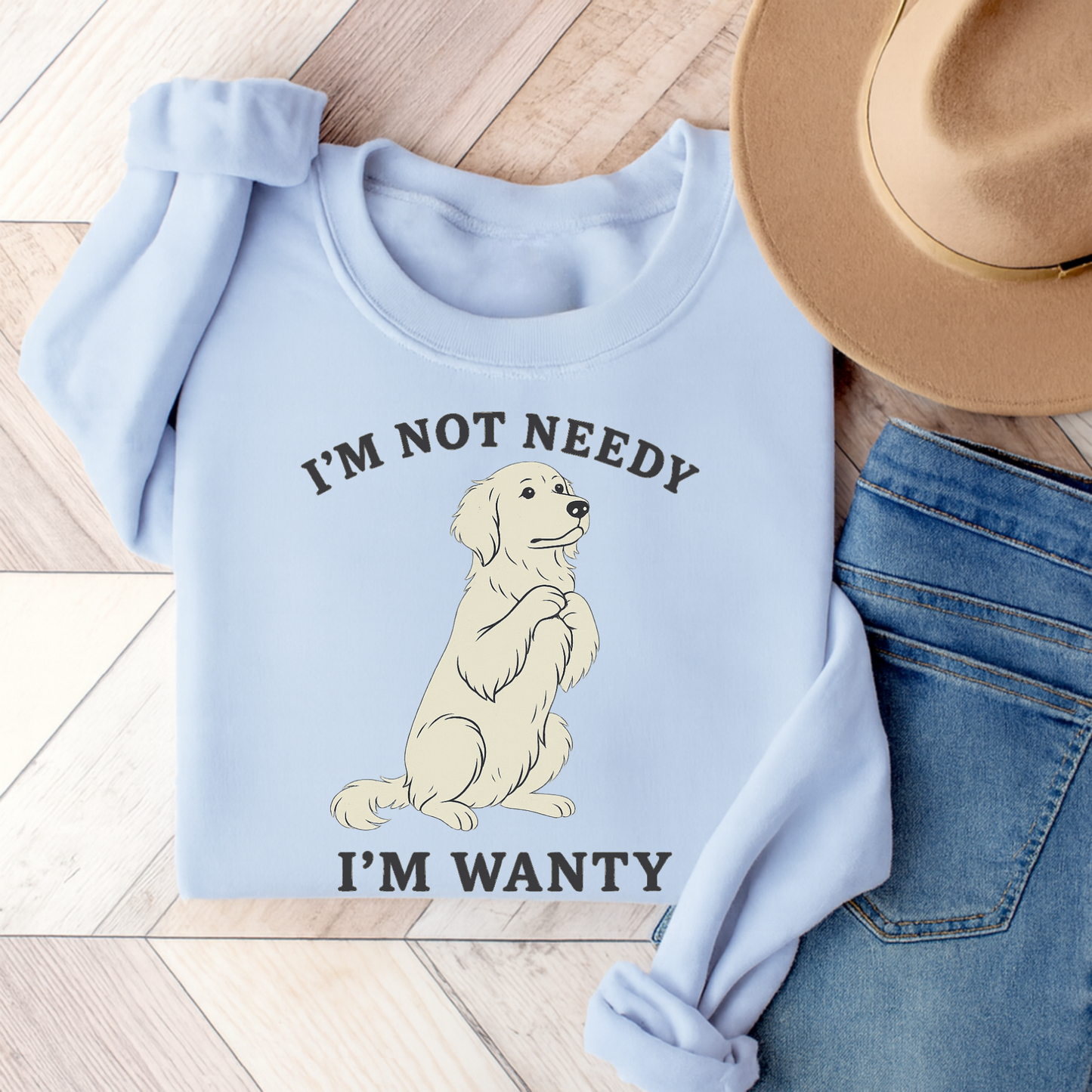 Wanty Golden Retriever Sweatshirt Light Blue